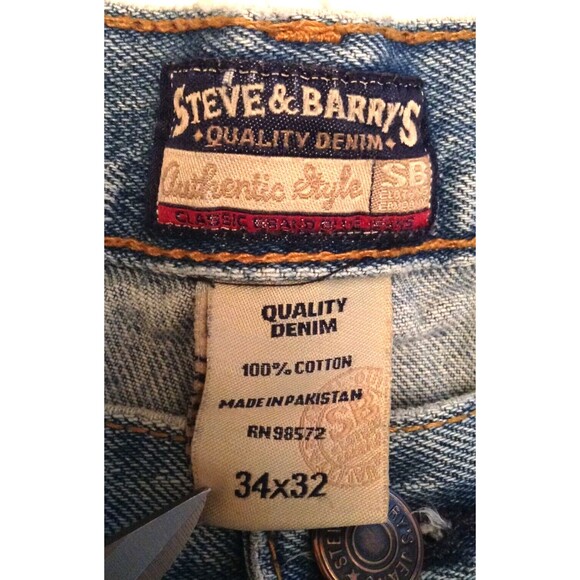 Vtg Y2K Steve & Barry's Jeans Men 34 (32 Actual) Light Wash Baggy Straight 90s - Picture 7 of 8